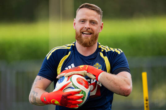 Goalkeeper Viktor Johansson of the Swedish national