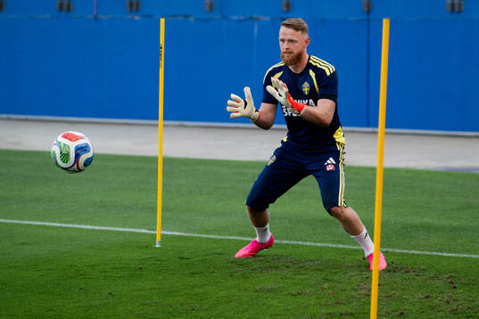 Goalkeeper Viktor Johansson of the Swedish national