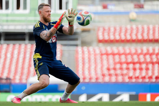Goalkeeper Viktor Johansson of the Swedish national