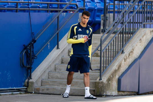 Yasin Ayari of the Swedish national football team at a