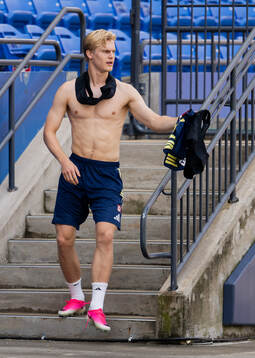 Lucas Bergvall of the Swedish national football team at a