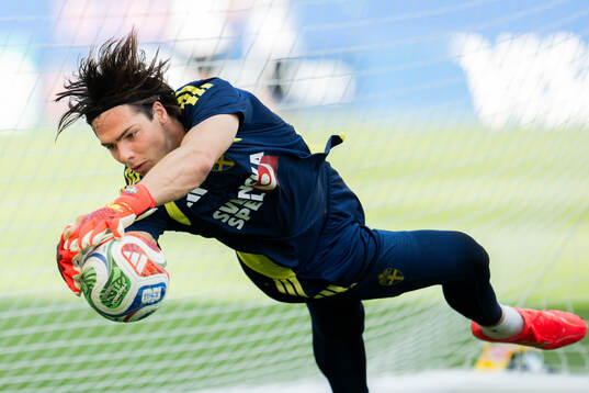 Goalkeeper Jacob Widell Zetterström of the Swedish