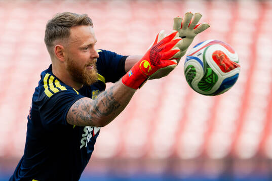 Goalkeeper Viktor Johansson of the Swedish national