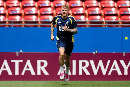 Eric Smith of the Swedish national football team at a