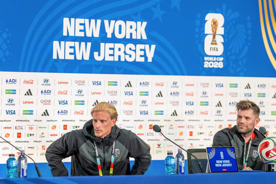 Morten Thorsby and press officer Morten Morisbak