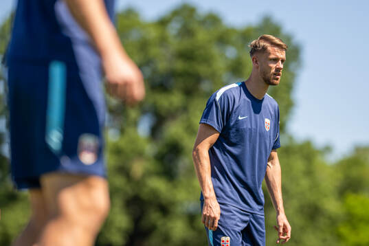 Kristoffer Ajer of the Norwegian national football team at