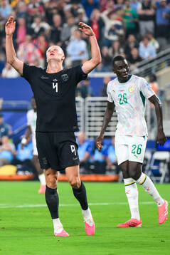 Erling Braut Haaland of Norway reacts