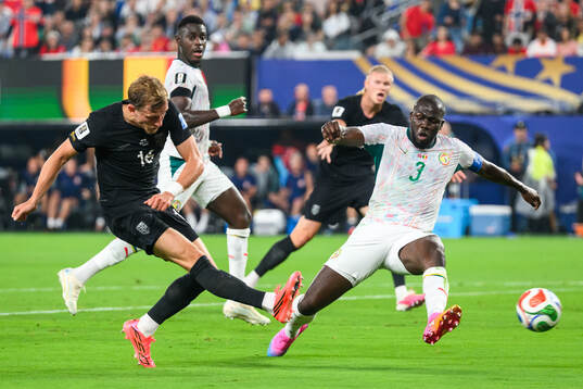 Marcus Holmgren Pedersen of Norway scores 1-0