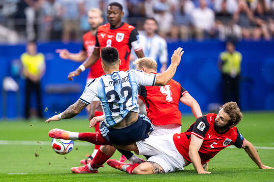 Lautaro Martinez of Argentina against Xaver Schlager and
