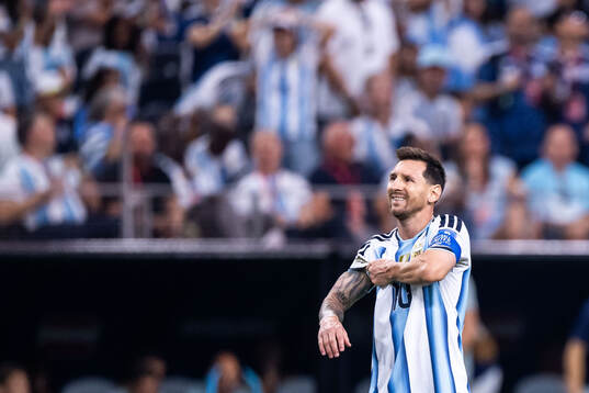 Lionel Messi of Argentina looks dejected