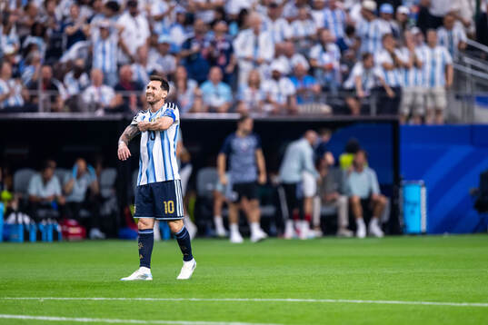 Lionel Messi of Argentina looks dejected