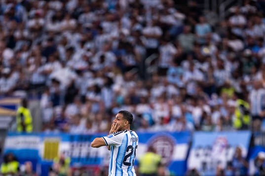 Facundo Medina of Argentina looks dejected