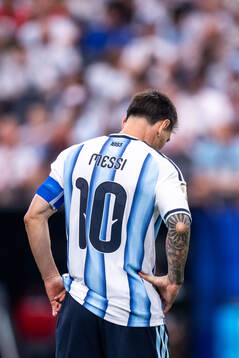 Lionel Messi of Argentina looks dejected