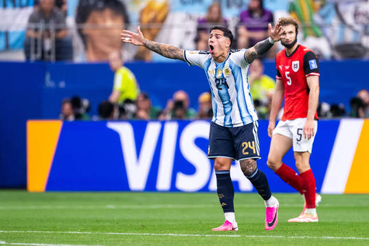 Enzo Fernandez of Argentina reacts
