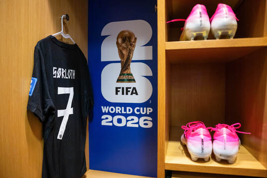 The kit of Alexander Sørloth of Norway in the dressing room