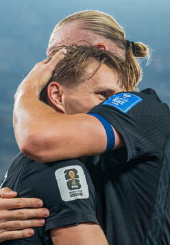 Martin Ødegaard and Erling Braut Haaland of Norway