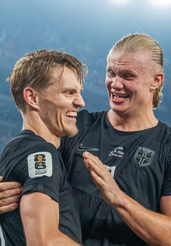 Martin Ødegaard and Erling Braut Haaland of Norway