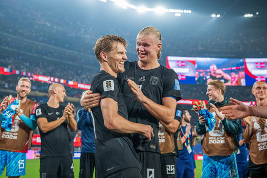 Martin Ødegaard and Erling Braut Haaland of Norway