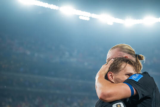 Martin Ødegaard and Erling Braut Haaland of Norway