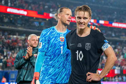 Goalkeeper Ørjan Håskjold Nyland and Martin Ødegaard of