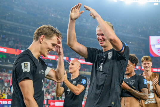 Martin Ødegaard and Erling Braut Haaland of Norway