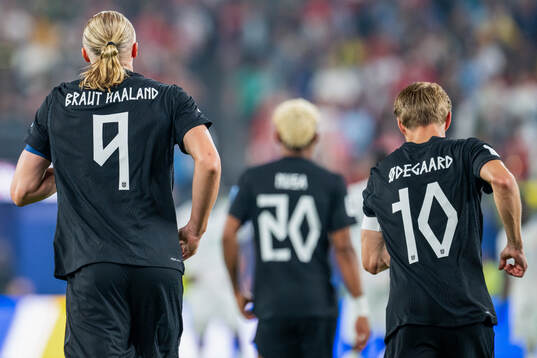 Erling Braut Haaland, Antonio Nusa and Martin Ødegaard of