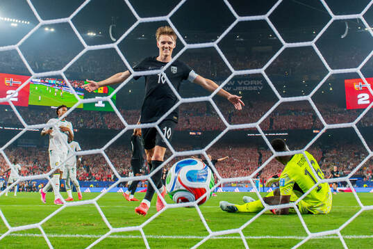 Martin Ødegaard of Norway celebrates
