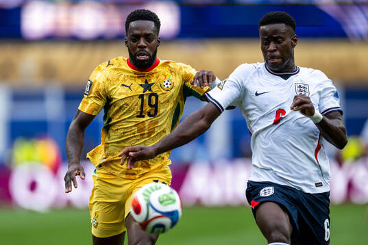 Inaki Williams of Ghana and Marc Guehi of England