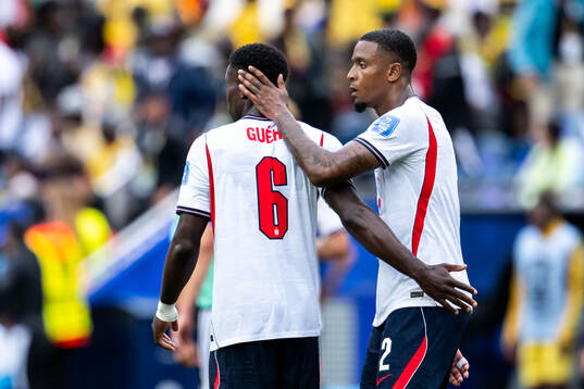 Marc Guehi and Ezri Konsa of England