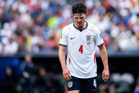 Declan Rice of England looks dejected