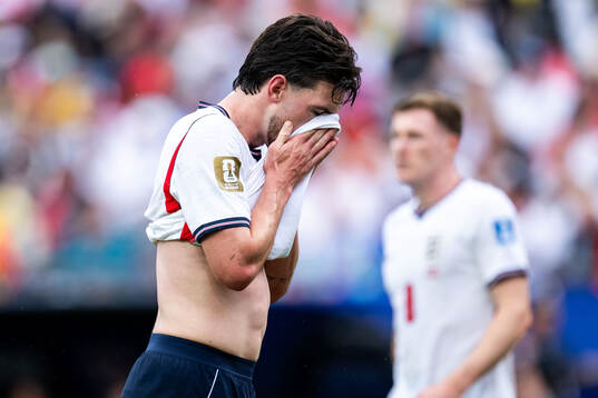 Declan Rice of England looks dejected
