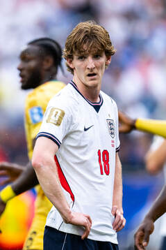 Anthony Gordon of England looks dejected