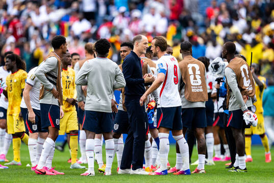 Head coach Thomas Tuchel and Harry Kane of England