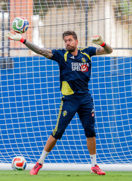 Goalkeeper Kristoffer Nordfeldt of the Swedish national