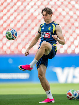Elliot Stroud of the Swedish national football team at a