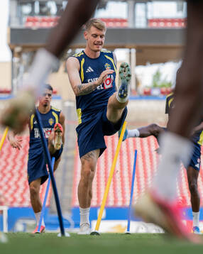 Eric Smith of the Swedish national football team at a