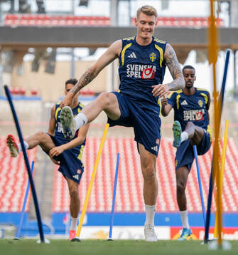Eric Smith of the Swedish national football team at a