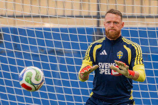 Goalkeeper Viktor Johansson of the Swedish national