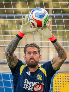 Goalkeeper Kristoffer Nordfeldt of the Swedish national