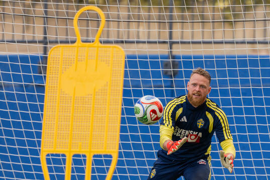 Goalkeeper Viktor Johansson of the Swedish national