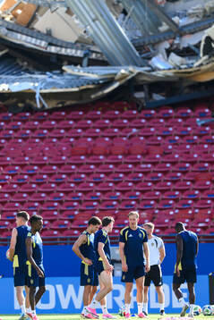 Players of the Swedish national football team at a training