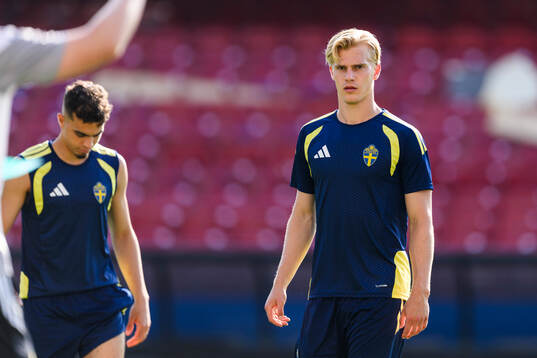 Lucas Bergvall of the Swedish national football team at a