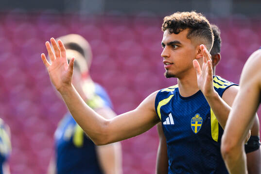 Yasin Ayari of the Swedish national football team at a