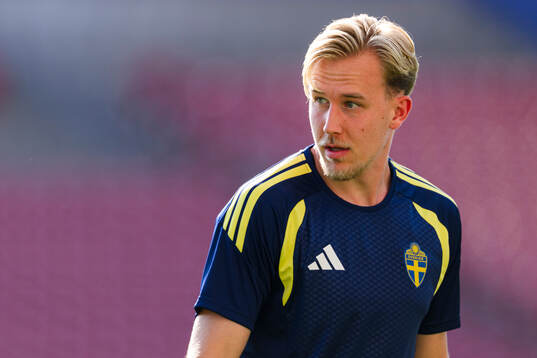 Herman Johansson of the Swedish national football team at a