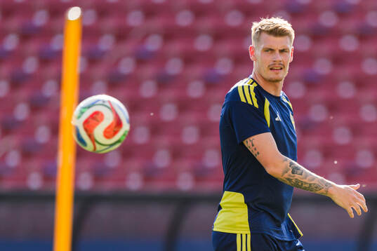 Eric Smith of the Swedish national football team at a