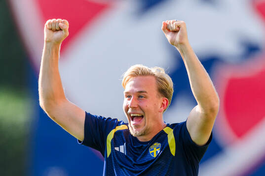 Herman Johansson of the Swedish national football team at a