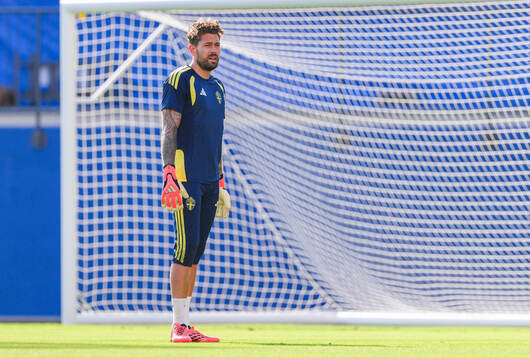 Goalkeeper Kristoffer Nordfeldt of the Swedish national