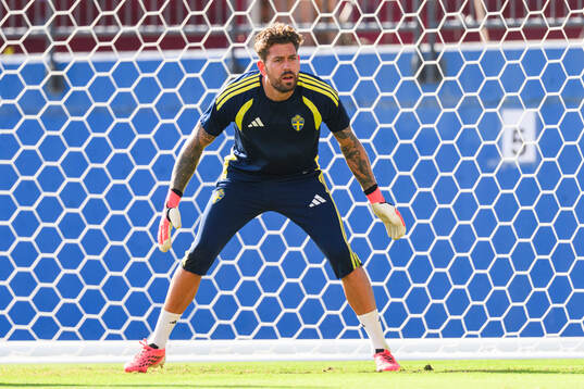 of the Swedish national football team at a training session
