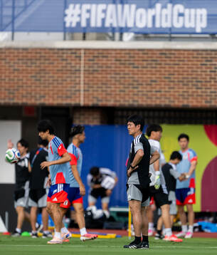 Head coach Hajime Moriyasu of the Japanese national