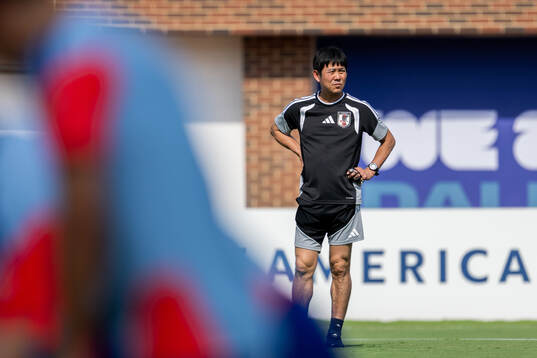 Head coach Hajime Moriyasu of the Japanese national